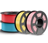 JAYO Filament PETG 1,75 mm 4,4 kg, Filament PETG à forte ténacité pour imprimante 3D, 1,1 kg par bobine, 4 bobines, Multicolore pour Jaune Citron, Rose Fleur de Cerisier, Bleu Ciel, Rouge Cerise