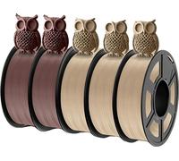 JAYO Filament PLA Bois, 1,75MM de diamètre, 15% de fibres de bois véritables, mélange de bois-5 5rouleaux