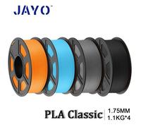 JAYO PLA 3D Printer Filament Bundle 4.4KG, PLA Filament 1.75mm Bulk, 4 Pack 1.1kg Spool (Black,Gray,Sky Blue,Sunny Orange)