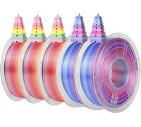 JAYO PLA filament arc-en-ciel, 1,75 mm de diamètre, 5 rouleaux, PLA Arc-en-ciel Mix-1
