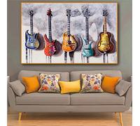 Jayogo 5D Diamond Painting,Peinture Diamant Grand Format pour Enfant/Adulte,DIY Kit Strass Broderie Diamant Complet,Mosaïque Point de Croix Home Murale Décor Guitare Round Drill 40x50cm