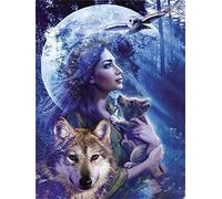 Jayogo 5D Diamond Painting,Peinture Diamant Grand Format pour Enfant/Adulte,DIY Kit Strass Broderie Diamant Complet,Mosaïque Point de Croix Home Murale Décor fille loup Round Drill 60x80cm