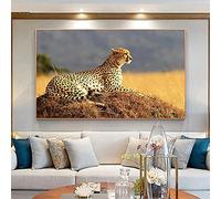 Jayogo Diamond Painting Guépard, 5D Peinture Diamant pour Enfant/Adulte, Tableau Perle Diamant Point de Croix, Strass Craft pour Salon Chambre Décoration Murale 30x60cm