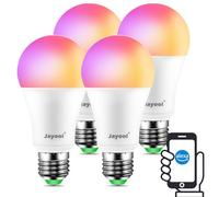 Jayool Ampoule Connectée Alexa, E27 Ampoule LED Couleur, Blanc Froid à Blanc Bhaud Réglable, 16 Millions de Couleurs RGB, 1200LM =120W, No Google Home (Lot de 4)