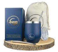 Jayrish calebasse maté, kit maté, bombillas (2), tasse maté de 355 ml en Acier Inoxydable 304,1 Brosse+1 Sac de Transport, Coffret Yerba Maté - Expérience Sud-Américaine Authentique Maté