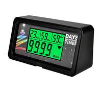 Jayron Minuteur Compte à Rebours 9999 Jours, 5 Cartes pour Bureau et Fêtes | Une date cible en jours, heures, minutes et secondes; 5 cartes papier, cadre magnétique, horloge 12/24 h, signal sonore