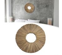 Jayruit Miroir rond en corde de paille, miroir mural rond à suspendre avec cordes de paille décoratives pour maisons et bureaux