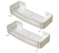 Jaysamay Colle Étagère de Salle de Bain sans Perçage, Panier de Douche Panier de Rangement D'organisateur de Douche pour Shampooing (Aluminium Rectangle 2Packs)