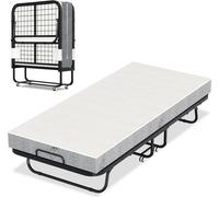 Jayseuw 90x200cm Lit d'invité pliable avec matelas jusqu'à 150kg, sur roulettes Design portable