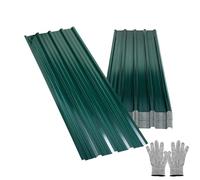 Jayseuw Ensemble de 48 tôles profilées trapézoïdales, tôles ondulées pour toit 129x46cm 28m² tôles de toiture en acier pour carport, abris de jardin, vert