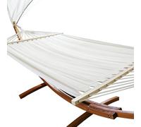 Jayseuw Hamac d'extérieur double avec support, surface de couchage 200 x 150 cm, charge maximale 200 kg, balançoire suspendue, hamac pour balcon, jardin et terrasse