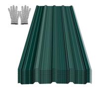 Jayseuw Lot de 12 tôles profilées trapézoïdales, plaques de toiture ondulées pour toit 129x46 cm 7 m² en tôle d'acier métallique pour carport, abris de jardin, vert