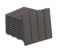 Jayseuw Lot de 66 dalles de terrasse WPC 30 x 30 cm / 6 m² - Coffee - Système de clic - Aspect bois - Revêtement de sol pour terrasse, balcon - Couleur : café