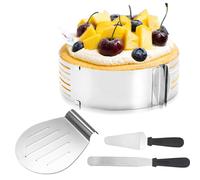 Jayseuw Set de 4 pièces pour tartes Pelle à tarte Coupeuse Aide à la coupe pour fond de tarte - Anneau à tarte Acier inoxydable