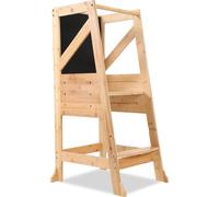 Jayseuw tour d'apprentissage enfants, 2 en 1 marchepied Montessori, 2 hauteurs réglables, capacité de charge 70 kg (couleur bois originale)