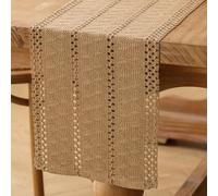 Jayusaror Boho Chemin de Table Brun Macramé en Coton Lin Petite Nappe Bohème Rustique de Ferme Chemin Table Lavable pour Mariage Cuisine Salle à Manger Décoration de Table 30 x 100 cm