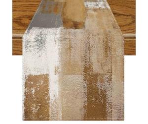 Jayusaror Chemin de Table Brun Terracotta Décoration Rétro de Ferme Centre de Table Moderne Art Peinture Chemin de Table Boho 40 x 240 cm pour la Decoration Printemps d'automne d'hiver Intérieur
