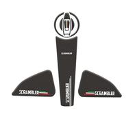 JAYWIS Autocollant Moto pour Ducati Scrambler 800 2015-2022, Protection De Réservoir, Imprimé Réfléchissant, Aspect Fibre De Carbone. Protection RéServoirs(Noir 1)