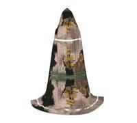 JAYWIS Bateau pirate cool - Cape à capuche imprimée pour jeunes - Cape imprimée réglable pour adolescents, aventures d'Halloween, fêtes et fêtes festives L