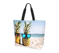 JAYWIS Beach Two Ananas Sea Sac à bandoulière spacieux pour femme - Sac fourre-tout léger et imperméable pour le shopping et les trajets quotidiens, compartiment principal spacieux, à transporter