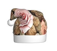 JAYWIS Bonnet de Noël en peluche avec pompon pour adulte Motif léopard rayé