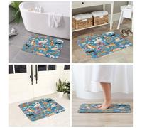 JAYWIS Border Collie Florals - Tapis antidérapant en flanelle imprimé floral 40 x 60 cm - Paillasson lavable pour cuisine et salle de bain, doux au toucher, protection pratique.