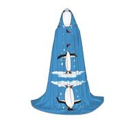 JAYWIS Cape à capuche imprimée pingouin mignon pour jeunes - Cape imprimée réglable pour adolescents, aventures d'Halloween, fêtes et fêtes festives, taille M