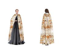 JAYWIS Cape à capuche moderne du milieu du siècle - Imprimé budget pour adultes - Cape réglable pour Halloween, festivals et événements gothiques