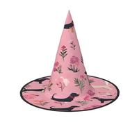 JAYWIS Chapeau de sorcière pliable pour adulte Motif bouledogue français et fleurs