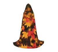 JAYWIS Feuilles d'érable rouges - Cape à capuche imprimée pour jeunes - Cape imprimée réglable pour adolescents, aventures d'Halloween, fêtes et fêtes - Taille S