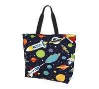 JAYWIS Funny Astronaut Rocket - Sac à bandoulière spacieux pour femme - Sac fourre-tout léger et imperméable pour le shopping et les trajets quotidiens, compartiment principal spacieux, à transporter