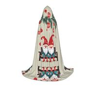 JAYWIS Gnomes de Noël - Cape à capuche imprimée pour jeunes - Cape imprimée réglable pour adolescents, aventures d'Halloween, fêtes et fêtes festives Taille M