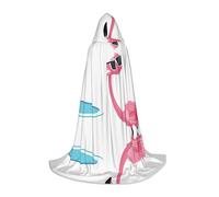 JAYWIS Hello Glasses Flamingo - Cape à capuche imprimée pour jeunes - Cape imprimée réglable pour adolescents, aventures d'Halloween, fêtes et fêtes - Taille M