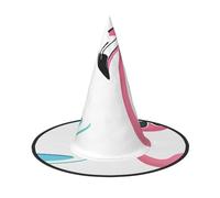 JAYWIS Hello Glasses Flamingo - Chapeau d'Halloween à couverture complète pour adulte - Couvre-chef de sorcière pliable pour foires de la Renaissance, fêtes gothiques et festivals
