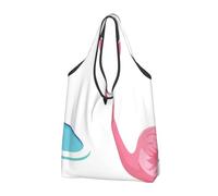 JAYWIS Hello Glasses - Sacs de courses réutilisables à imprimé flamant rose - Sac fourre-tout compact et écologique pour les courses et les voyages, durable, peut supporter 15,9 kg.