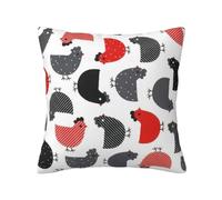 JAYWIS Housse de coussin douce et confortable avec imprimé de poule et de dessin animé, pour lit, canapé, salon, etc. 45,7 x 45,7 cm