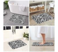 JAYWIS Imprimé zèbre - Tapis antidérapant en flanelle imprimé 40 x 60 cm - Paillasson lavable pour cuisine et salle de bain, doux au toucher, protection pratique.