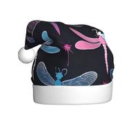 JAYWIS Libellule violette - Bonnet de Noël en peluche pour adulte - Style Père Noël - Chaud et doux - Pour les fêtes de Noël.