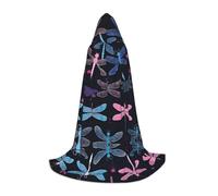 JAYWIS Libellule violette - Cape à capuche imprimée pour jeunes - Cape imprimée réglable pour adolescents, aventures d'Halloween, fêtes et fêtes - Taille L
