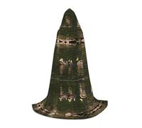 JAYWIS Loon Nature Bird - Cape à capuche pour jeunes - Cape imprimée réglable pour adolescents, aventures d'Halloween, fêtes et fêtes - L