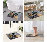 JAYWIS Mallard Duck - Tapis antidérapant en flanelle imprimé 40 x 60 cm - Paillasson lavable pour cuisine et salle de bain, doux au toucher, protection pratique.