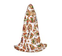 JAYWIS Motif pizza - Cape à capuche imprimée pour jeunes - Cape imprimée réglable pour adolescents, aventures d'Halloween, fêtes et fêtes - Taille S