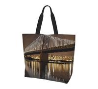 JAYWIS New York Manhattan Bridge Night - Sac à bandoulière spacieux pour femme - Sac fourre-tout léger et imperméable pour le shopping et les trajets quotidiens, compartiment principal spacieux, à