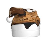 JAYWIS Ours travaillant - Chapeau de Noël en peluche pour adulte style Père Noël pompon, couvre-chef chaud et doux pour les fêtes de Noël.