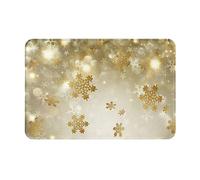 JAYWIS Paillasson imprimé de Noël en soie dorée, tapis d'entrée doux, antidérapant pour intérieur et extérieur, tapis d'entrée lavable pour porte avant et arrière, 40 x 60 cm