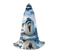 JAYWIS Papier peint peinture phoque du Groenland - Cape à capuche imprimée pour jeunes - Cape imprimée réglable pour adolescents, aventures d'Halloween, fêtes et fêtes - L