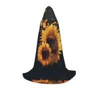 JAYWIS Papillons et tournesols - Cape à capuche imprimée pour jeunes - Cape imprimée réglable pour adolescents, aventures d'Halloween, fêtes et fêtes - Taille S