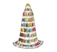 JAYWIS Pâtisseries aromatisées macaron biscuit - Cape à capuche imprimée pour jeunes - Cape imprimée réglable pour adolescents, aventures d'Halloween, fêtes et fêtes - L