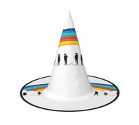 JAYWIS Petit chapeau d'Halloween à imprimé arc-en-ciel pour adulte - Couvre-chef de sorcière pliable pour foires de la Renaissance, fêtes gothiques et festivals