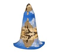 JAYWIS Pyramides d'Égypte - Cape à capuche imprimée pour jeunes - Cape imprimée réglable pour adolescents, aventures d'Halloween, fêtes et fêtes - Taille M